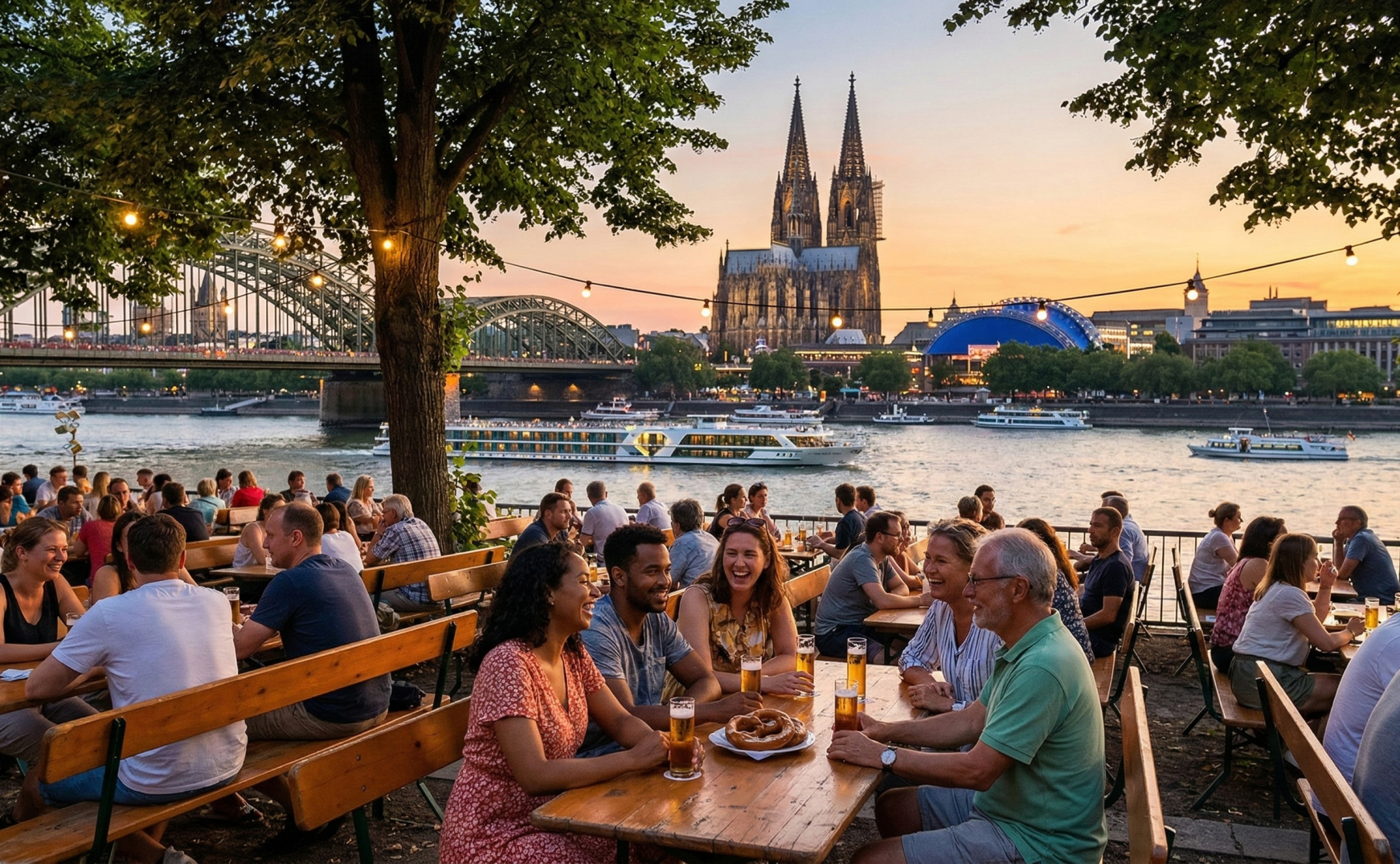 Der ultimative Guide Sommer in Köln und die 6 schönsten Biergärten für warme Abende am Rhein